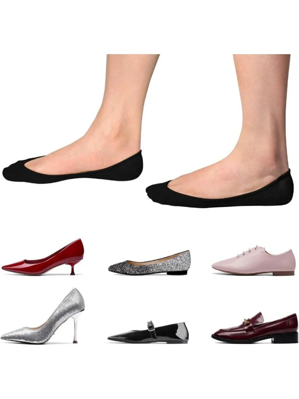 Non-Slip No Show Socks for Women | Invisible Low Cut Flats | Comfortable